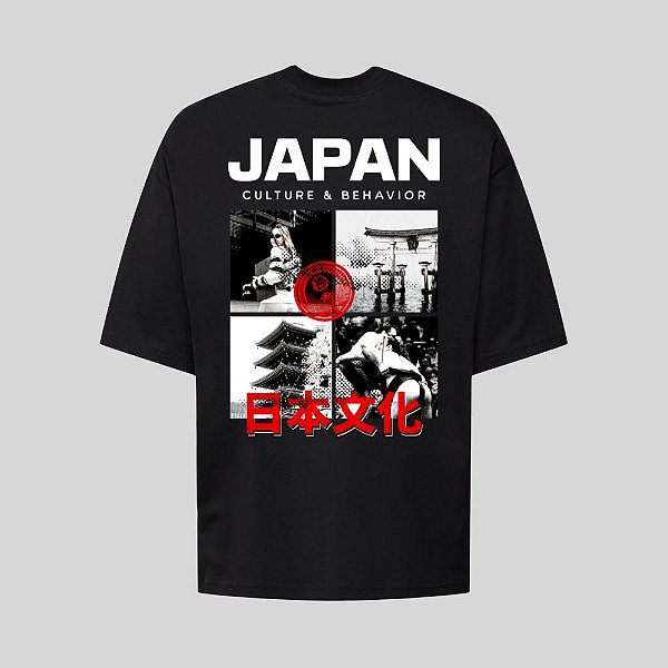 Camiseta Oversized Streetwear Masculina Estampa Costas Japan