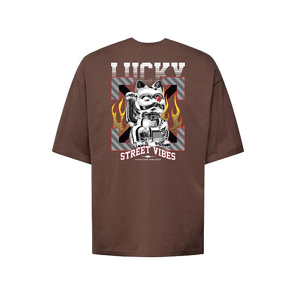 Camiseta Oversized Streetwear Masculina Estampa Costas Lucky Street Vibes