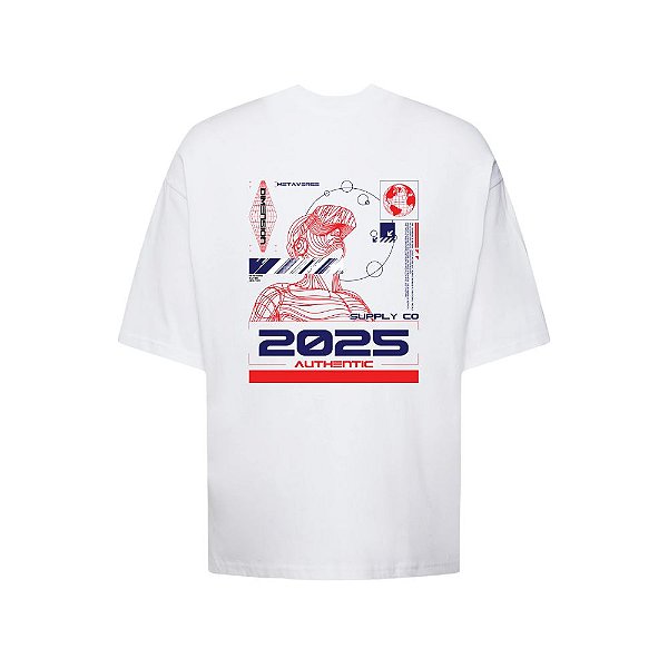 Camiseta Oversized Streetwear Masculina Estampa Costas Metaverse 2025