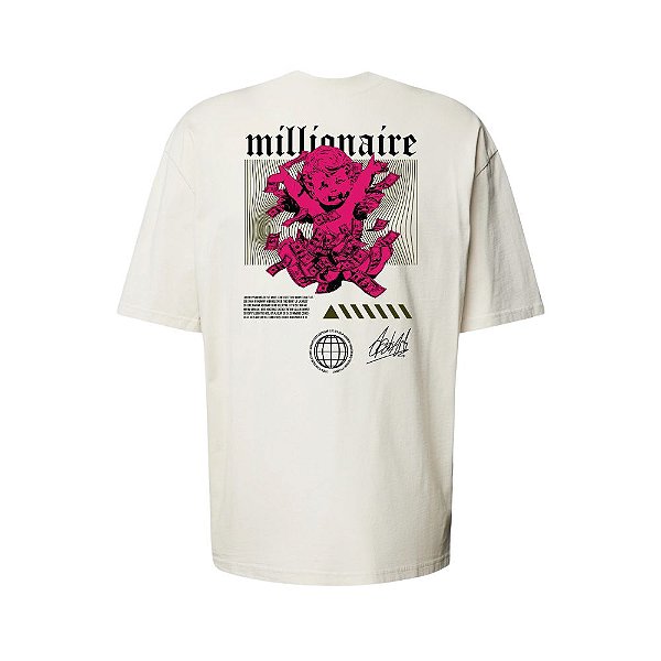 Camiseta Oversized Streetwear Masculina Estampa Costas Millionaire