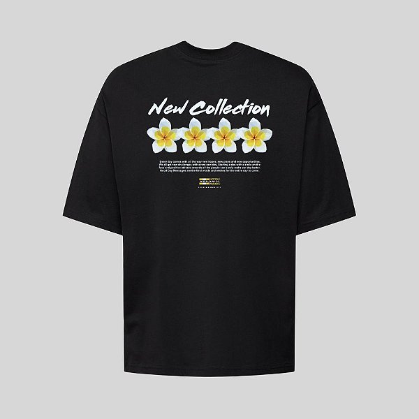 Camiseta Oversized Streetwear Masculina Estampa Costas New Collection Flowers