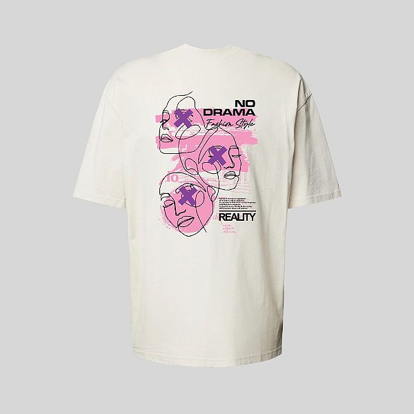 Camiseta Oversized Streetwear Masculina Estampa Costas No Drama Reality