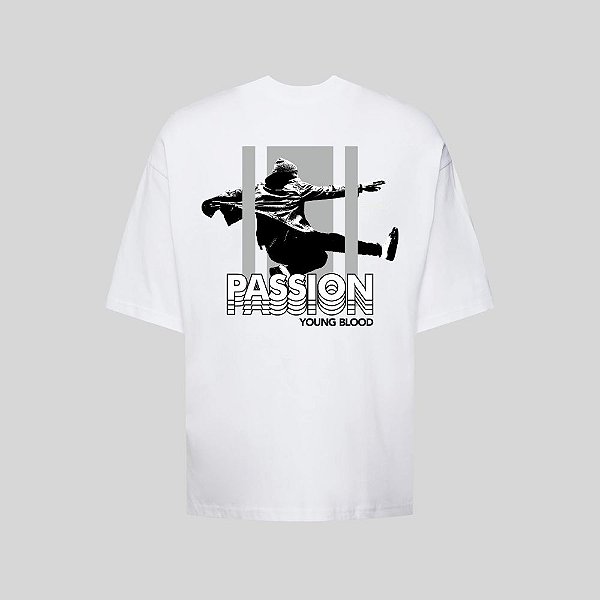 Camiseta Oversized Streetwear Masculina Estampa Costas Passion Young Blood