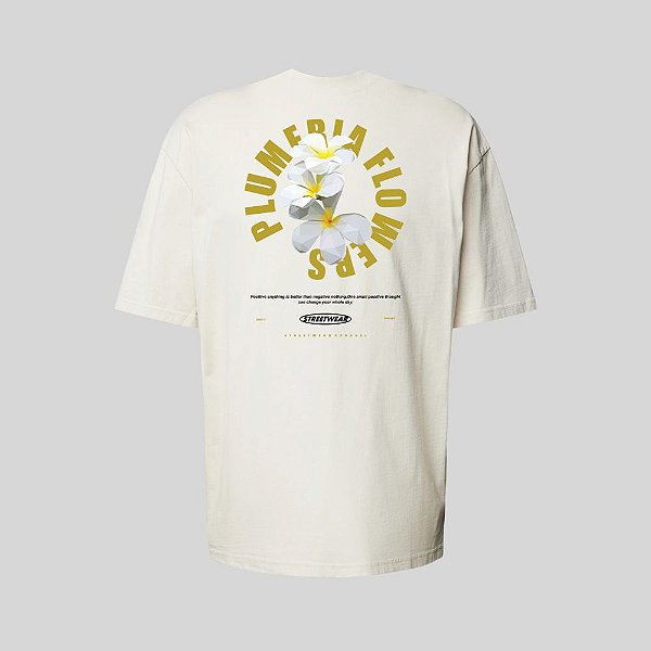 Camiseta Oversized Streetwear Masculina Estampa Costas Plumeria Flower