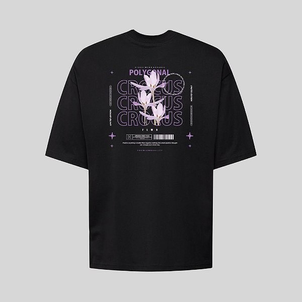 Camiseta Oversized Streetwear Masculina Estampa Costas Polygonal Crocus