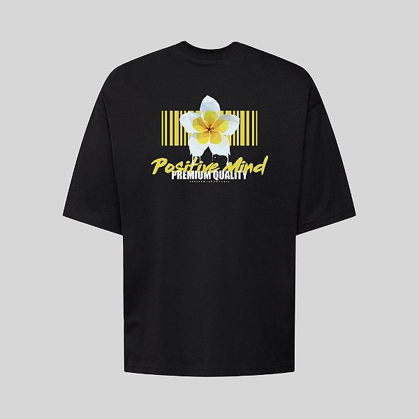 Camiseta Oversized Streetwear Masculina Estampa Costas Positive Mind