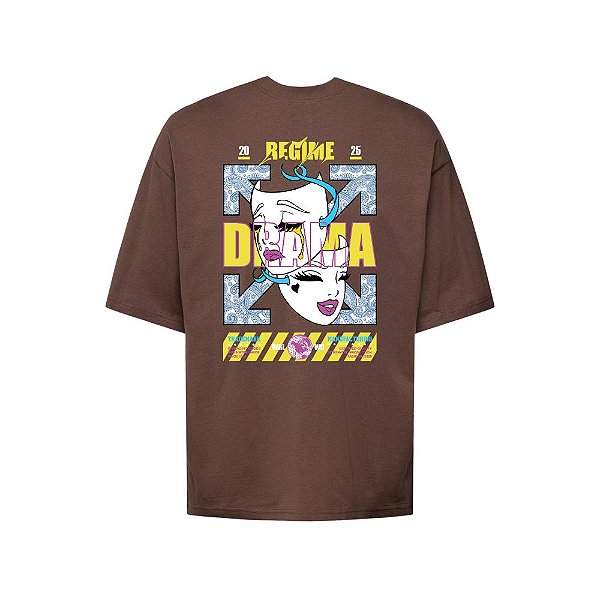 Camiseta Oversized Streetwear Masculina Estampa Costas Regime Drama