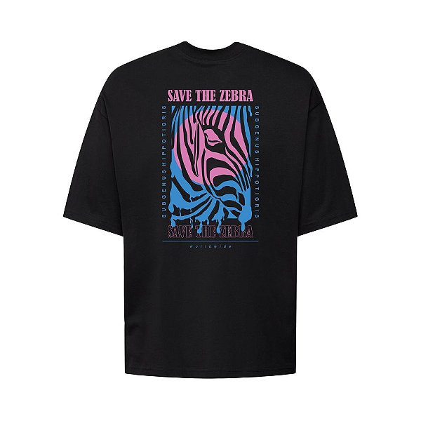 Camiseta Oversized Streetwear Masculina Estampa Costas Save The Zebra