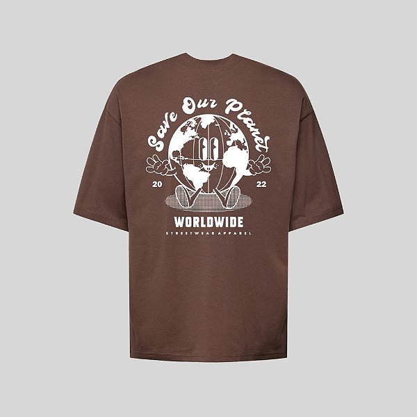 Camiseta Oversized Streetwear Masculina Estampa Costas Save Your Planet