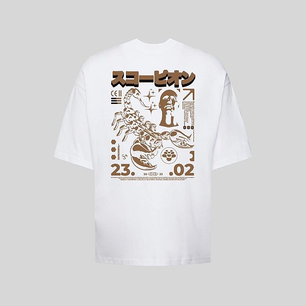 Camiseta Oversized Streetwear Masculina Estampa Costas Scorpion
