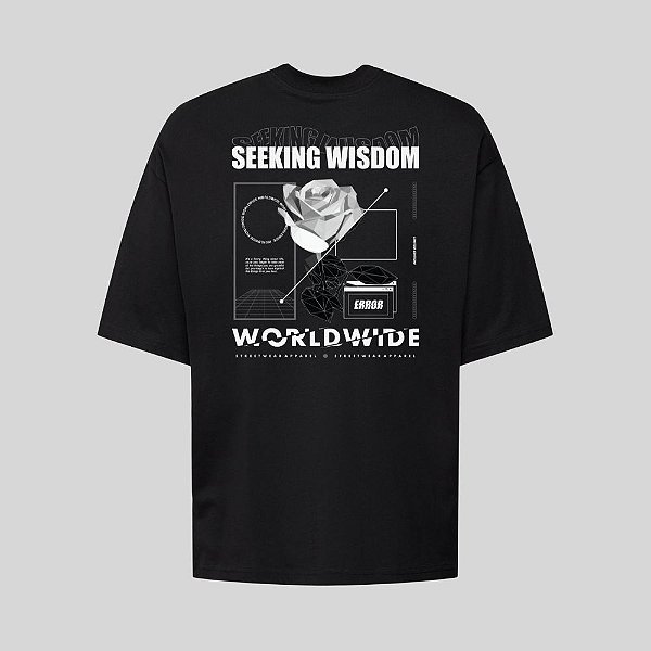 Camiseta Oversized Streetwear Masculina Estampa Costas Seeking Wisdom