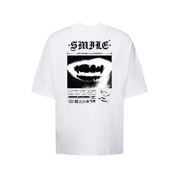 Camiseta Oversized Streetwear Masculina Estampa Costas Smile 775