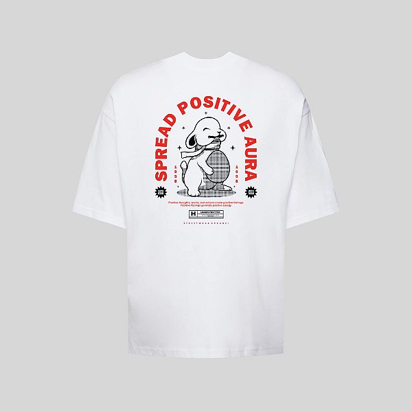 Camiseta Oversized Streetwear Masculina Estampa Costas Spread Positive Aura