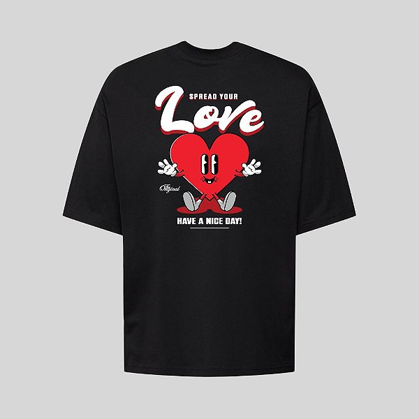 Camiseta Oversized Streetwear Masculina Estampa Costas Spread Your Love