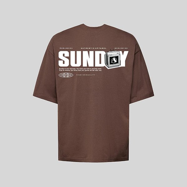 Camiseta Oversized Streetwear Masculina Estampa Costas Sunday Worldwide