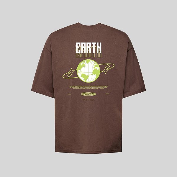 Camiseta Oversized Streetwear Masculina Estampa Costas The Earth