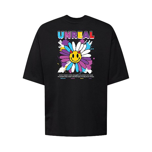 Camiseta Oversized Streetwear Masculina Estampa Costas Unreal