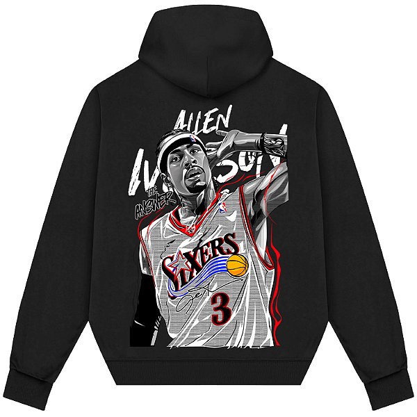 Blusão Moletom Streetwear Basquete Masculino Feminino Allen Iverson The Answer - Preto
