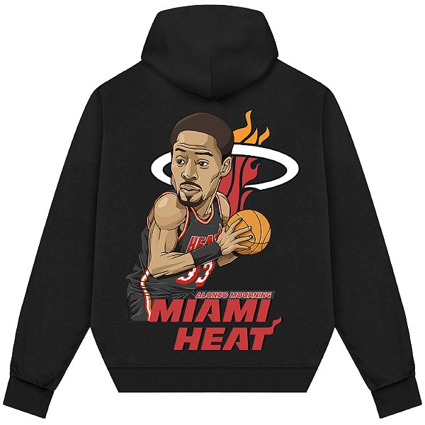 Blusão Moletom Streetwear Basquete Masculino Feminino Alonzo Mourning Miami - Preto