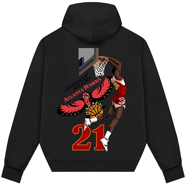 Blusão Moletom Streetwear Basquete Masculino Feminino Dominique Wilkins Águia 21 - Preto