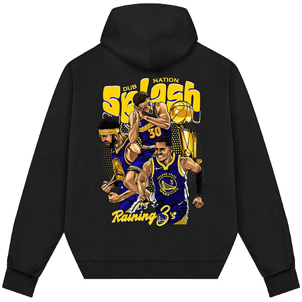 Blusão Moletom Streetwear Basquete Masculino Feminino Stephen Curry Splash It's Raining - Preto