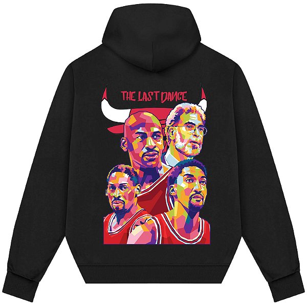 Blusão Moletom Streetwear Basquete Masculino Feminino Chicago Touro The Last Dance - Preto