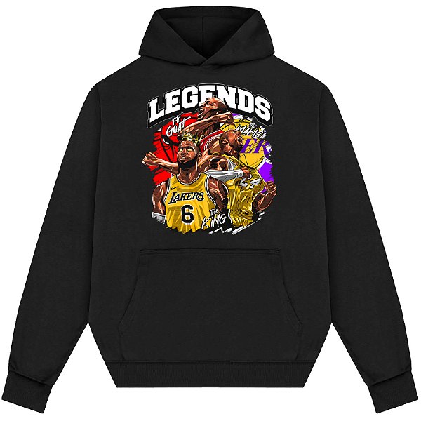 Blusão Moletom Streetwear Basquete Masculino Feminino Legends The Goat The Mamba The King  - Preto