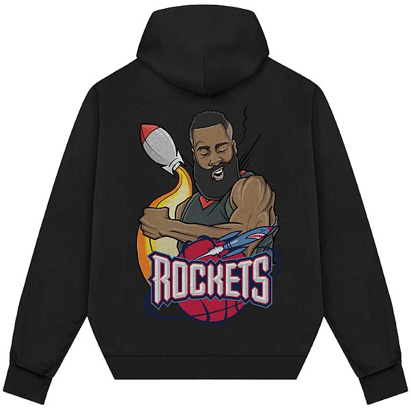 Blusão Moletom Streetwear Basquete Masculino Feminino James Harden Foguete - Preto