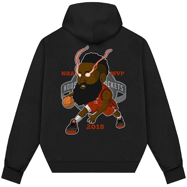 Blusão Moletom Streetwear Basquete Masculino Feminino James Harden MVP 2018 - Preto
