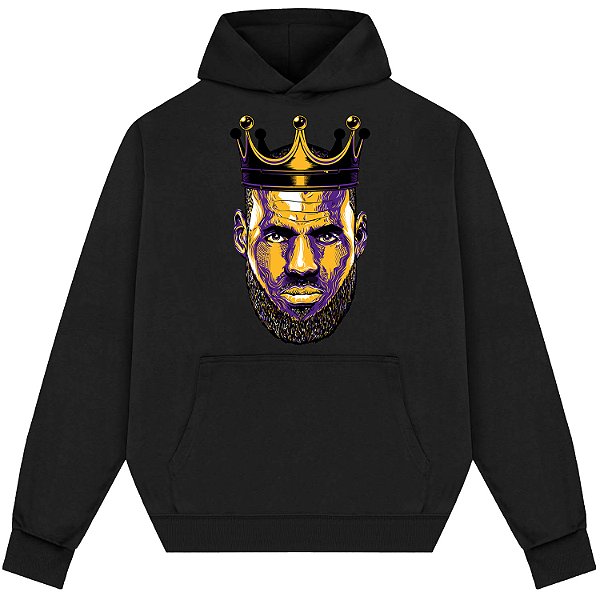 Blusão Moletom Streetwear Basquete Masculino Feminino James King Coroa - Preto