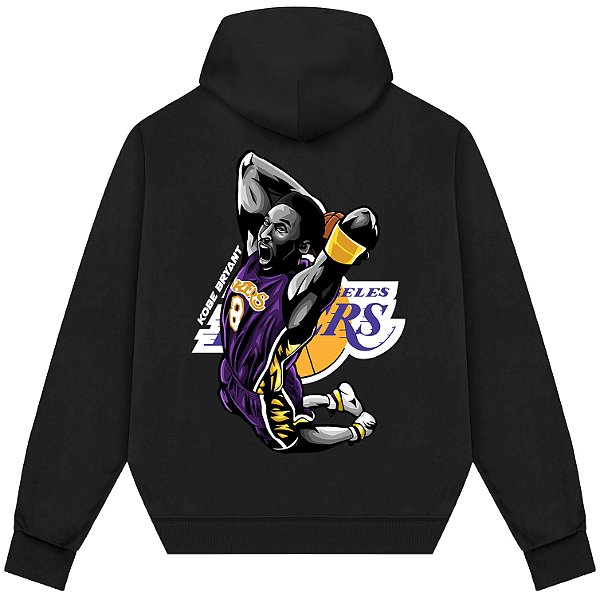 Blusão Moletom Streetwear Basquete Masculino Feminino Kobe Bryant Enterrada - Preto