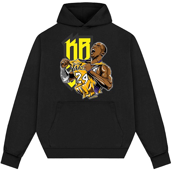 Blusão Moletom Streetwear Basquete Masculino Feminino Kobe Bryant Comemorando KB - Preto