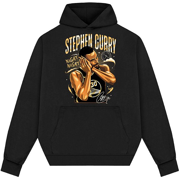 Blusão Moletom Streetwear Basquete Masculino Feminino Stephen Curry Night Night - Preto
