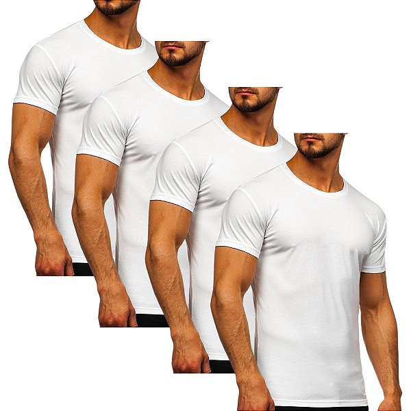 Kit 4 Camisetas Básicas Masculinas - Branco