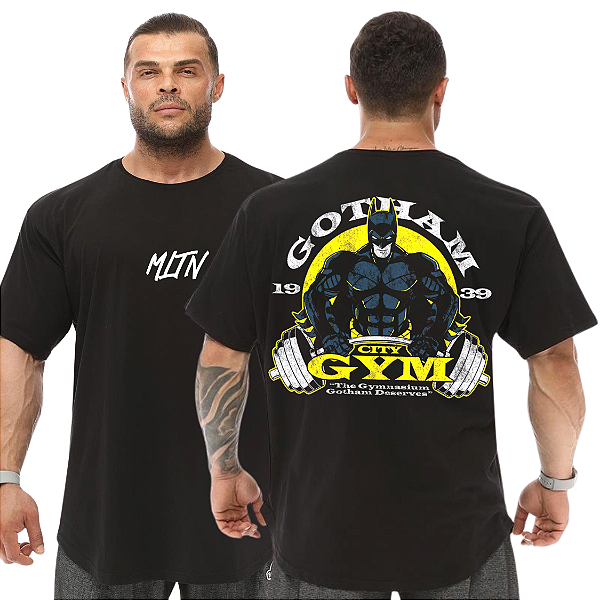 Camiseta Oversized Masculina Larga Para Treino e Academia - Batman Gym Gotham