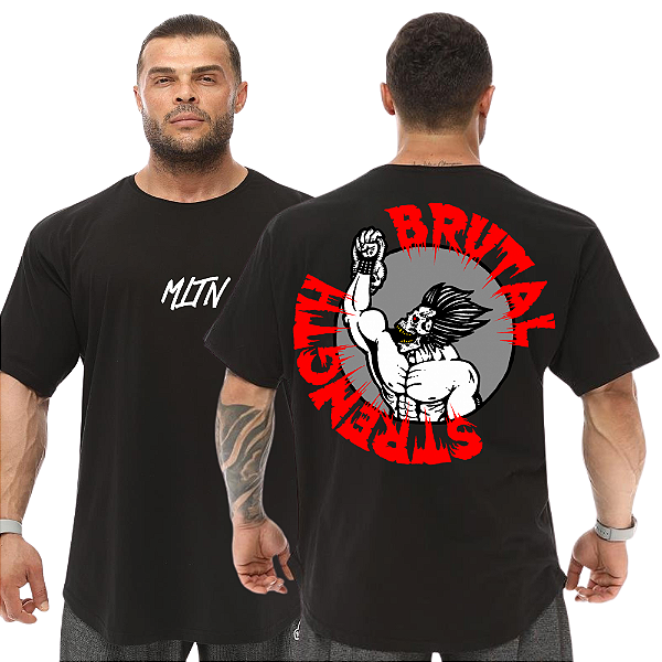 Camiseta Oversized Masculina Larga Para Treino e Academia - Brutal Strength