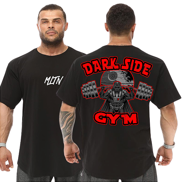 Camiseta Oversized Masculina Larga Para Treino e Academia - Darth Vader Dark Side Gym