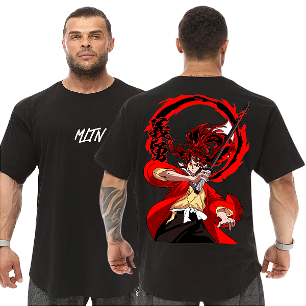 Camiseta Oversized Masculina Larga Para Treino e Academia - Demon Slayer Giyu Tomioka