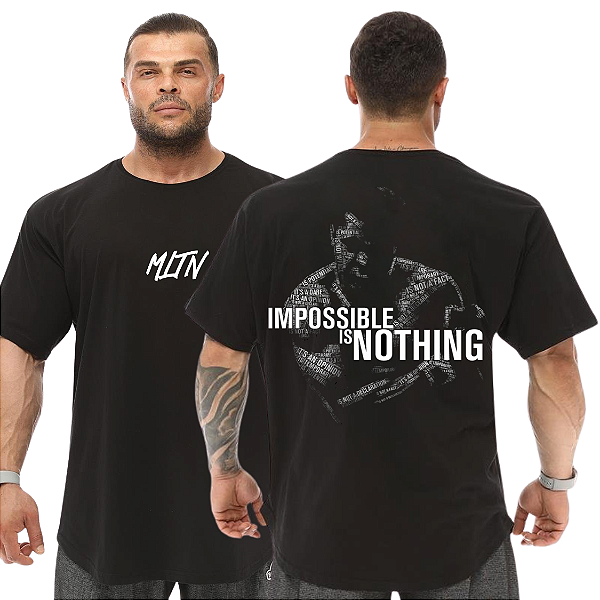 Camiseta Oversized Masculina Larga Para Treino e Academia - Muhammad Ali Impossible Is Nothing