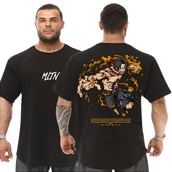 Camiseta Oversized Masculina Larga Para Treino e Academia - Anime One Piece Luffy