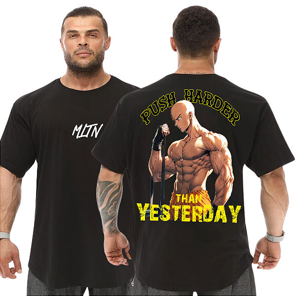 Camiseta Oversized Masculina Larga Para Treino e Academia - Anime One Puch Saitama