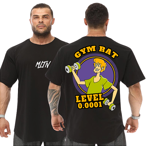 Camiseta Oversized Masculina Larga Para Treino e Academia - Scooby Doo Salsicha Gym Rat