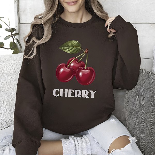 Moletom Feminino Gola Redonda Cherry Cereja