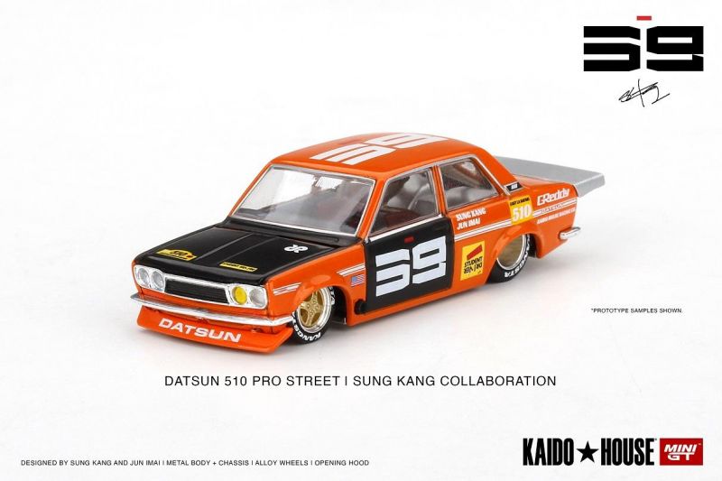 Datsun 510 Pro Street SK510 Kaido House 1:64 Mini GT Laranja