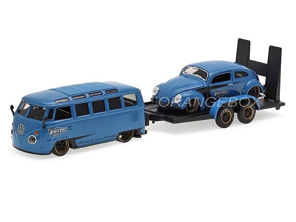 Volkswagen Kombi + Fusca + Carreta 1:24 Maisto (Kit 03 peças)