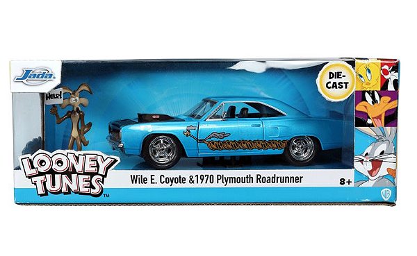 Plymouth Road Runner 1970 Looney Tunes Jada Toys 1:24 + Figura Wile E. Coytote