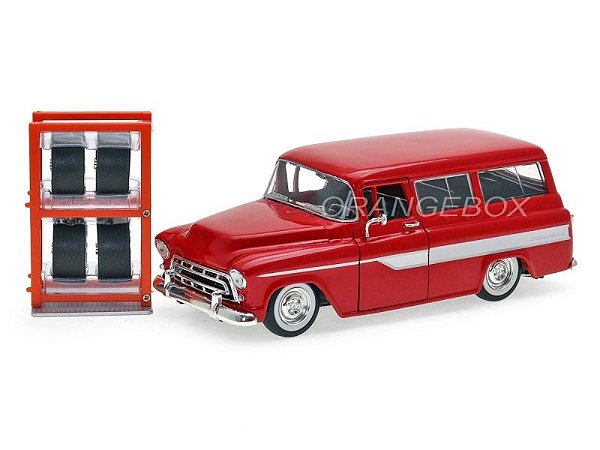 Chevrolet Suburban 1957 Just Trucks Jada Toys 1:24 + Estante com Rodas