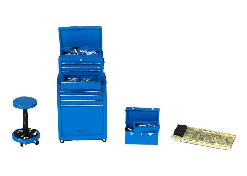 Kit Oficina 04 peças Tire Brigade 1:18 Motorhead Miniatures Azul
