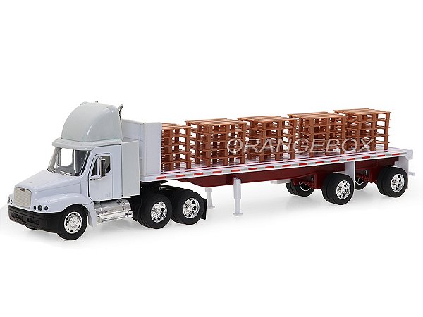 Caminhão Freightliner Century Class Flatbed + Carreta Pallets 1:32 New Ray