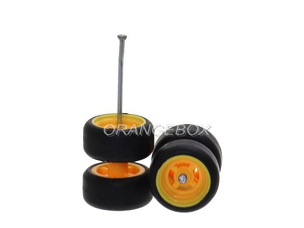 Jogo de Rodas Customização Miniaturas 1:64 TKB Modelo 2 Amarelo